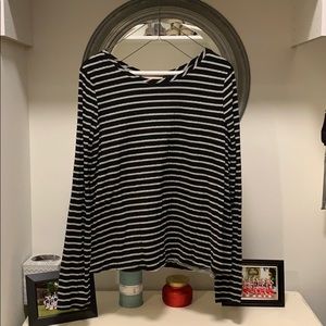 Black and Gray Striped Long Sleeved Tee